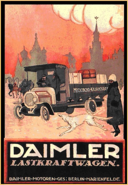 На рекламном плакате фирмы Daimler
Motoren-Gesellschaft изображён грузовик 